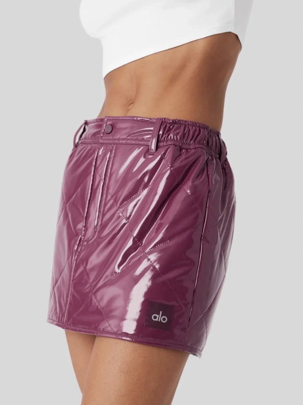 ALO Yoga Glossy Magenta Quilted Mini Skirt